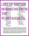 Printable List of British Monarchs from the Plantagenets