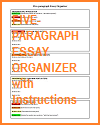 Five-paragraph Essay Organizer with Instructions