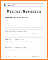 Polite Refusals Handwriting Worksheet in Print or Cursive