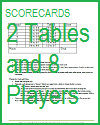 Progressive Game Tally Sheet for Two Tables and Eight Players