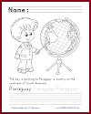 Paraguay on the Globe Coloring Sheet