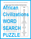 African Civilizations Word Search Puzzle