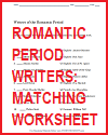 Romantic Period Writers Matching Worksheet