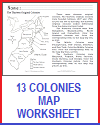 Thirteen Colonies Map Worksheet for Elementary