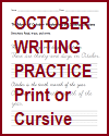 October Handwriting Practice Sentences Worksheets
