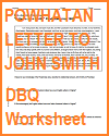 Powhatan Letter to John Smith DBQ Worksheet