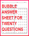 Bubble Answer Sheet for Twenty Questions