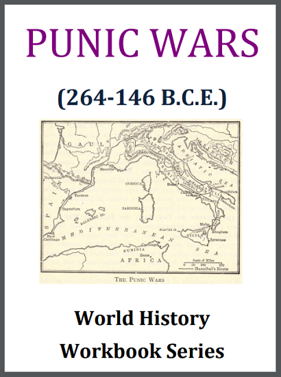 Punic Wars (264-146 B.C.E.) History Workbook - Free to print (PDF file). For high school World History or European History students. Fifteen pages.