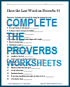 Complete the Proverbs Worksheets