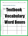 Textbook Vocabulary Word Boxes