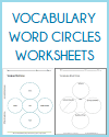 Vocabulary Word Circles Worksheets
