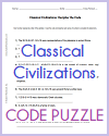 Classical Civilizations Code Puzzle Worksheet