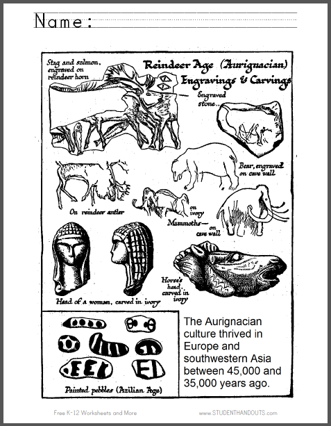 Aurignacian Age Coloring Page - Free to print (PDF file).