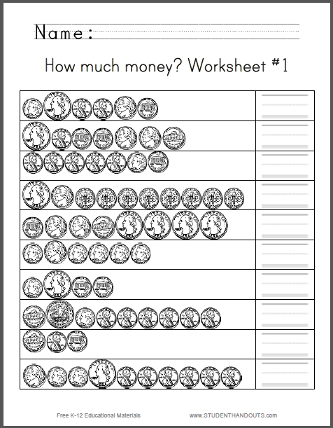 How Much Money Worksheets for Grade 2 - Free to print (PDF files).