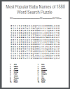 Most Popular Baby Names of 1880 Word Search