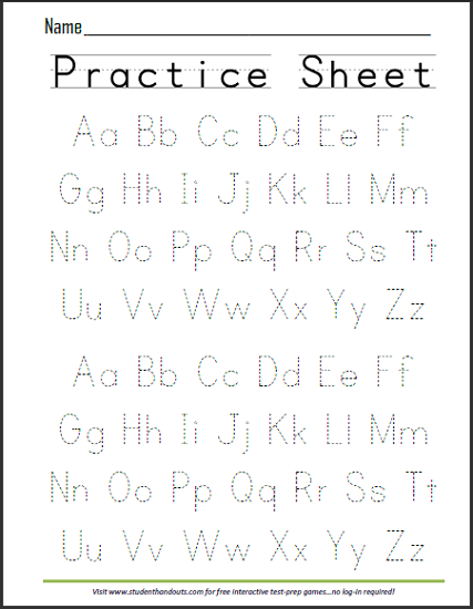 ABCs Dashed Letters Alphabet Handwriting Practice Worksheet - Free to print (PDF file).