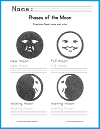 Moon Phases Handwriting Practice Worksheet