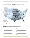 Southern States Map Identification Worksheet