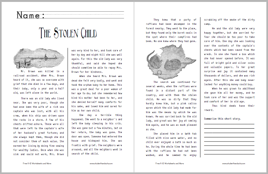 "The Stolen Child" Short Story Handout - Free to print (PDF file).