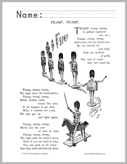 "Tramp, Tramp" Poem Handout - Free to print (PDF file).