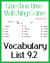 Vocabulary Terms 9.2 Question Time Matching Game