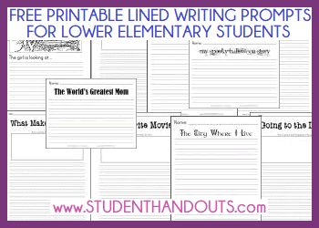 Free Printable Lined Writing Prompts for Students in the Primary Grades