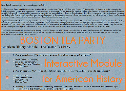 Boston Tea Party - Interactive Learning Module for United States History Classes