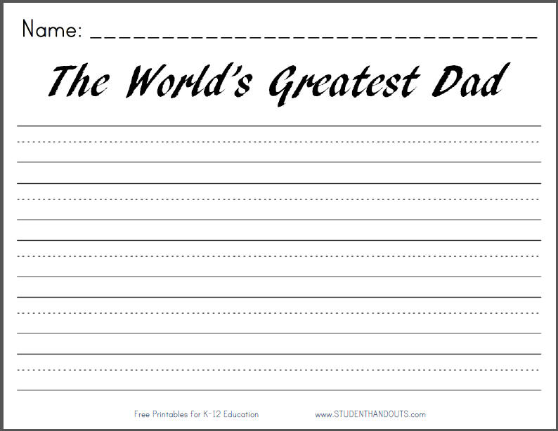 The World's Greatest Dad - Free Printable Writing Prompt Worksheet