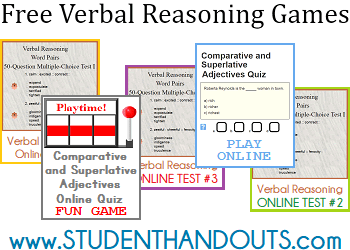 Free Verbal Reasoning Games - Quiz yourself online for free. Great college admissions test prep!