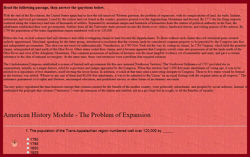 American History Interactive Module - The Problem of Expansion