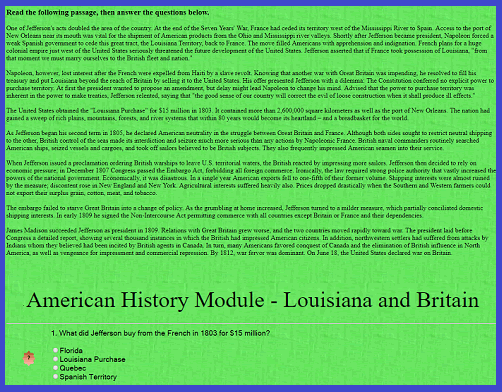 American History Interactive Module - Louisiana and Britain