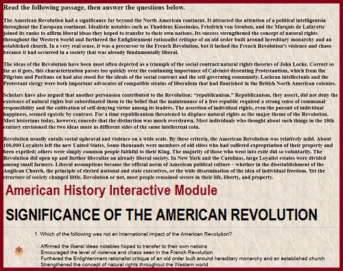 American History Interactive Module - Significance of the American Revolution