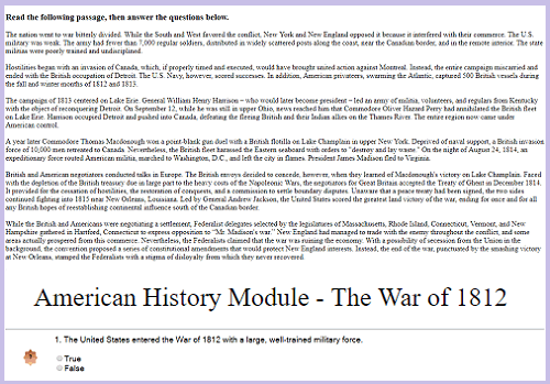 War of 1812 Interactive Module for High School United States History