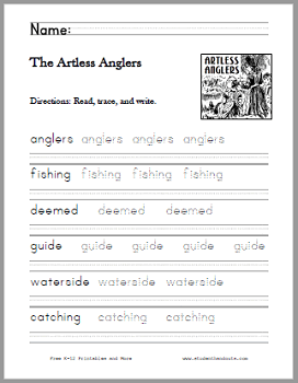 The Artless Anglers Poem Worksheets - Free to print (PDF files).