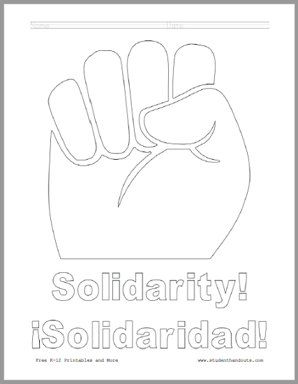 Solidarity Fist Coloring Page for Kids - Free to print (PDF file).
