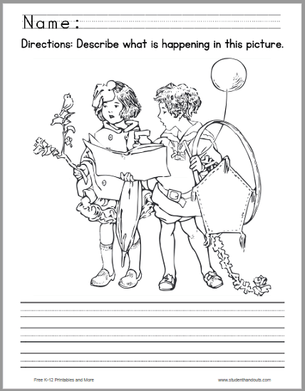 Kids with a Bird and a Kite Picture Writing Prompt - Free to print (PDF file).