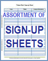 Assortment of Sign-up Sheets