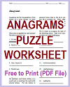 Anagrams Worksheet and Letter Tiles