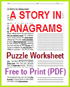Anagrams Story Puzzle Worksheet