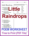 Little Raindrops Poem Worksheet
